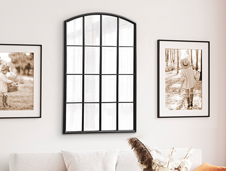 decorative mirror with metal frame
