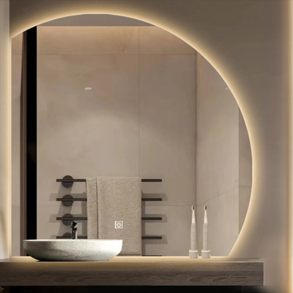 lighted bath mirrors half round shape