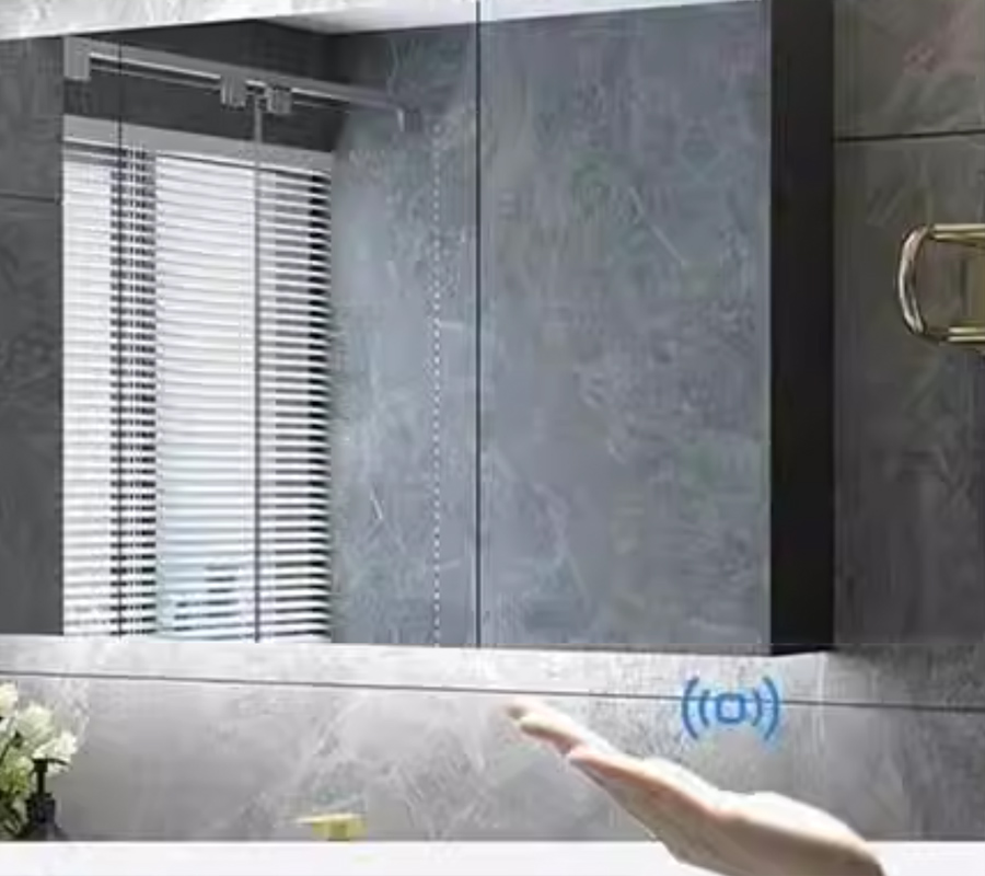 led mirror with cabinet